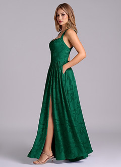 Azazie Francis Abiti da Damigella Abito A-Line in Burnout Floreale Corsetto Smeraldo image3