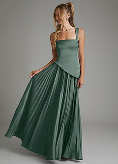 Azazie Stephanie Bridesmaid Dresses Sea Moss A-Line Corset Stretch Satin Dress image4