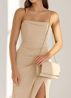 front Matching Color Matte Satin Envelope Clutch Bag