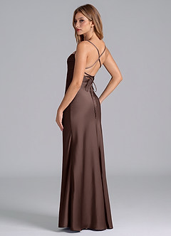 Azazie Seema Abiti da Damigella Abito Sirena in Raso Elasticizzato Corsetto Ganache image6