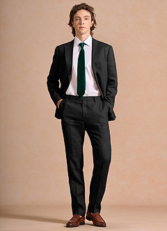front Harrison Black 100% Linen Suit