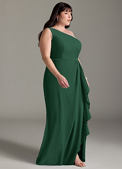 Azazie Liza Brautjungfernkleider Meerjungfrau-Linie One-Shoulder Chiffon Kleid Dunkelgrün image9