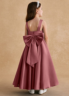 Azazie Honey Bear Blumenmädchenkleider A-Linie Plissee Matte Satin Kleid Amethyst image1