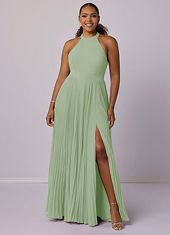 Barbie ♥ Azazie Bridesmaid Dresses Dusty Sage A-Line Pleated Chiffon Dress image7