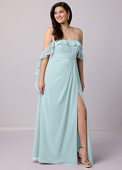 Barbie ♥ Azazie Bridesmaid Dresses Mist A-Line Off the Shoulder Chiffon Convertible Dress image8