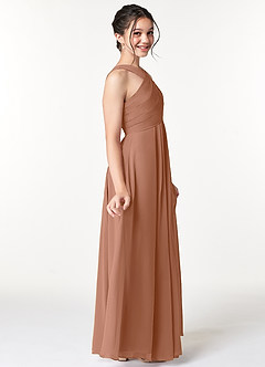 Azazie Kaleigh Junior Bronzer A-Line Pleated Chiffon Dress image4