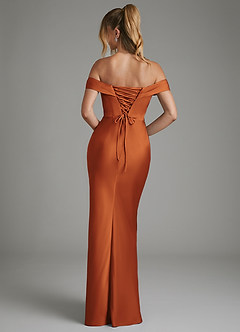 Azazie Hayden Bridesmaid Dresses Cinnamon Mermaid Corset Stretch Satin Dress image2