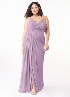 Azazie Evalin Bridesmaid Dresses Wisteria A-Line V-Neck Pleated Mesh Dress image7