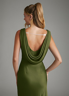 Azazie Elena Bridesmaid Dresses Bright Olive Mermaid Pleated Stretch Satin Dress image7