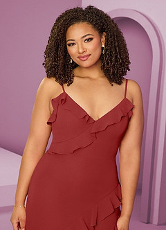 Barbie ♥ Azazie Bridesmaid Dresses Rust Sheath Chiffon Dress image14