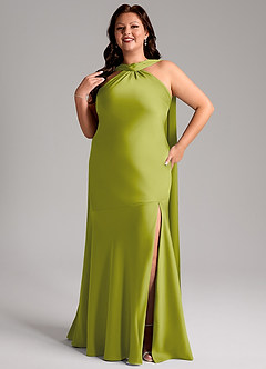 Azazie Kinsley Brautjungfernkleider Meerjungfrau-Linie Seitliche Cut-Outs Stretch-Satin Kleid Zitronengras image10