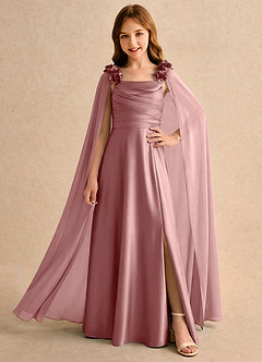 Azazie Rosita Girls Formal Flower Girl Klänningar Klä A-Line i Stretch Satin Plisserad image1