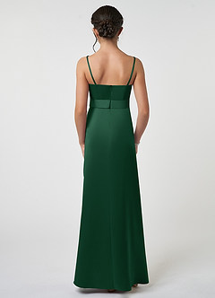 Azazie Anina Junior Robe Trapèze en Satin extensible Arc Vert Foncé image2