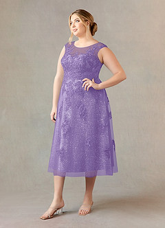 Azazie Flynn Mother of the Bride Dresses Tahiti A-Line Boatneck Lace Tulle Dress image8
