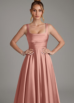 Azazie Azaria Bridesmaid Dresses Rosette A-Line Corset Stretch Satin Dress image6