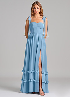 Azazie Anastacia Final Sale Steel Blue A-Line Sweetheart Neckline Chiffon Dress image6