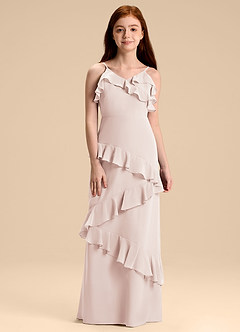 Azazie Evara Junior Vestido de Pétalo De Rosa de Gasa de Corte en A image3