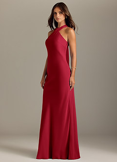Azazie Doretta Bridesmaid Dresses Scarlet Mermaid Pleated Chiffon Dress image4