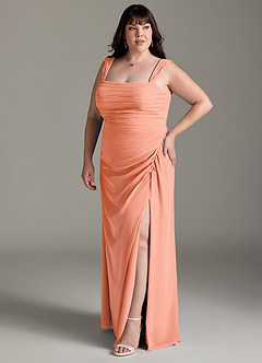 Azazie Jesaphine Bridesmaid Dresses Sunset Sheath Bow Chiffon Dress image11