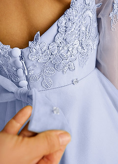 Azazie Precious Blumenmädchenkleider A-Linie Spitze Tüll Kleid Lavendel image6
