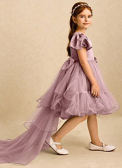 Azazie Cocoa Abiti da Ragazza di Fiori Abito Principessa in Tulle Plissettato Rosa Polverosa image4