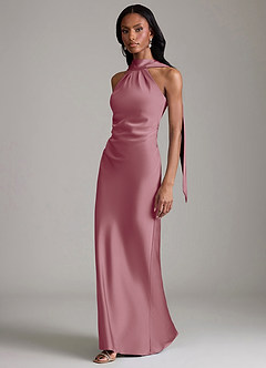 Azazie Cassiana Bridesmaid Dresses Vintage Mauve Mermaid Pleated Stretch Satin Dress image5