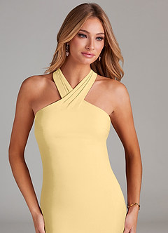 Azazie Doretta Bridesmaid Dresses Butter Mermaid Pleated Chiffon Dress image5