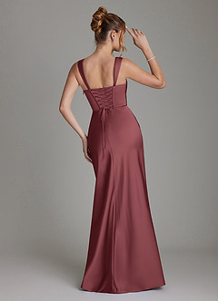 Azazie Agustina Bridesmaid Dresses Merlot Mermaid Corset Stretch Satin Dress image2