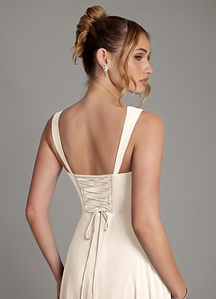 Azazie Agustina Bridesmaid Dresses White Alabaster Mermaid Corset Chiffon Dress image2