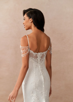 Azazie Saskia Wedding Dresses Diamond White Mermaid Sequins Tulle Dress image9