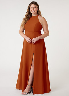 Azazie Clarice Bridesmaid Dresses Paprika A-Line Halter Chiffon Dress image11