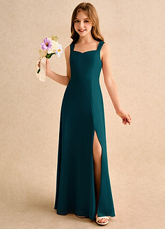 Azazie Makani Girls Formal Flower Girl Dresses Pine A-Line Sweetheart Neckline Chiffon Dress image1
