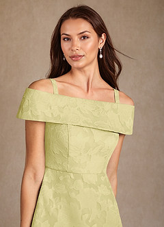 Azazie Medford Mère de la mariée Robes Robe Trapèze en Blumen-Burnout Épaule décolletée Sorbet Citron image7