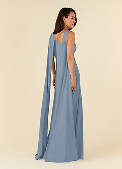 Azazie Franchesca Abiti per la Madre della Sposa Abito Sirena in Chiffon Elasticizzato Plissettato Blu Polveroso image3