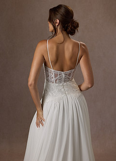 Azazie Rhya Probar vestidos en casa Vestido de Diamante Blanco de Encaje de Corte en A con Vestidos sin tirantes image18