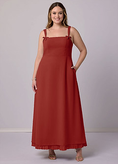Barbie ♥ Azazie Bridesmaid Dresses Terracotta A-Line Pleated Chiffon Dress image9