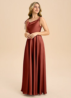 Azazie Popsy Junior Klä av A-Line i Stretch Satin Rosett image4