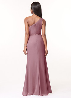 Azazie Liza Bridesmaid Dresses Vintage Mauve Mermaid One Shoulder Chiffon Dress image2