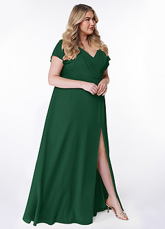 Azazie Rylee Bridesmaid Dresses Dark Green A-Line Pleated Chiffon Dress image9