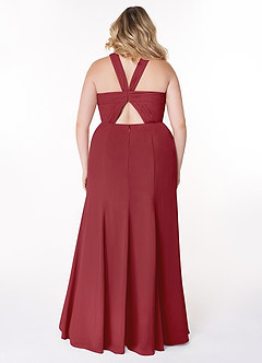 Azazie Rue Abiti da Damigella Abito A-Line in Chiffon con Scollo Halter Melograno image8