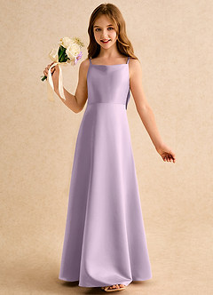 Azazie Joella Girls Formal Flower Girl Klänningar Klänning A-Line i Matt satäng Plisserad image3