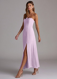 Azazie Wren Vestidos de madrinha de casamento Vestido Lilás Fosco de Chiffon de Linha A com Sem alças image3