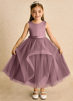 Azazie Vana Abiti da Ragazza di Fiori Abito Principessa in Tulle Fiocco Vintage Malva image6