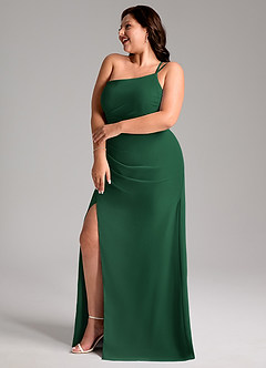 Azazie Eren Brautjungfernkleider Etui One-Shoulder Chiffon Kleid Dunkelgrün image11