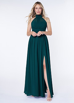 Azazie Iman Bridesmaid Dresses Pine A-Line A-Line Ruched Chiffon Dress image1