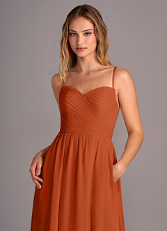 Azazie Joni Bridesmaid Dresses Burnt Orange A-Line Strapless Chiffon Convertible Dress image2