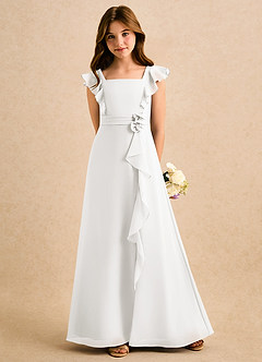 Azazie Soso Girls Formal Sukienki dla dziewczynek sypiących kwiaty Linia A Pofałdowany Szyfon Długość podłogi Sukienka image5