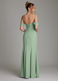Azazie Karmela Bridesmaid Dresses Matcha A-Line Off the Shoulder Chiffon Dress image2