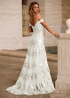 Jenna Hvid Flæset Glitter Havfrue Gallakjole image8