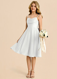 Azazie Bear Junior White A-Line Sweetheart Neckline Stretch Satin Dress image4